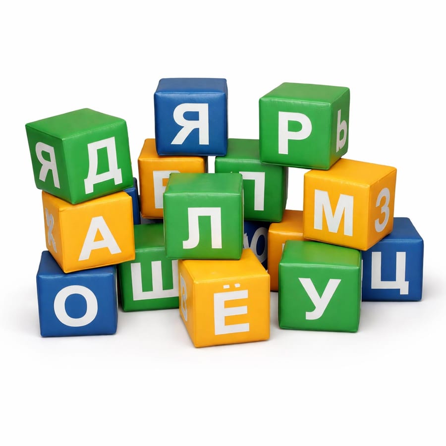 Детские мягкие кубики с буквами и алфавитом