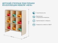 Детский стеллаж под горшки из коллекции мебели «НЕГА» — фото 2